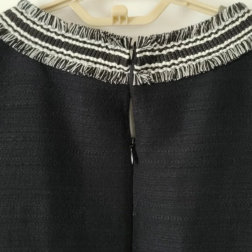 Talbots Plus Petite V Neck Shift Dress 22WP Black Fringe Sleeveless Lined NWT - Picture 5 of 10